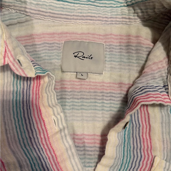 Rails Ellis Iris Striped Pastel Button Down Shirt size Large - Picture 4 of 7